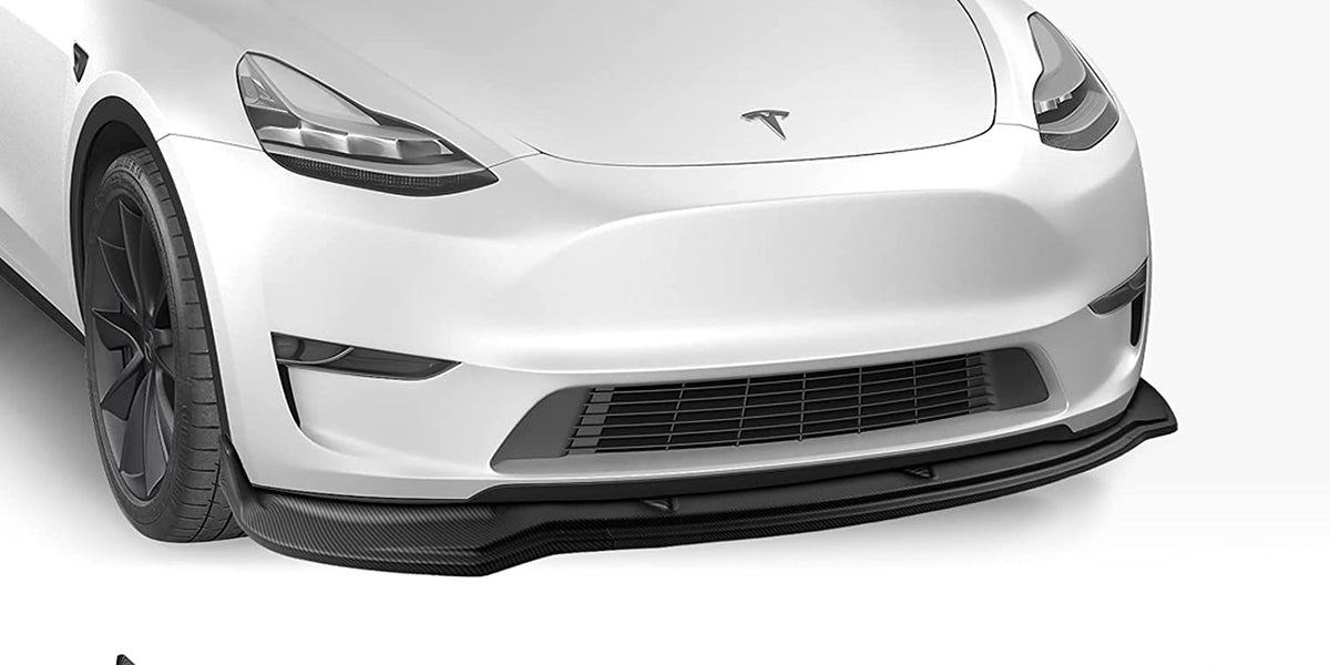 Carbon Style Front Bumper Lip Splitter Kit For Tesla Model Y 2020-2024 – 3-Piece