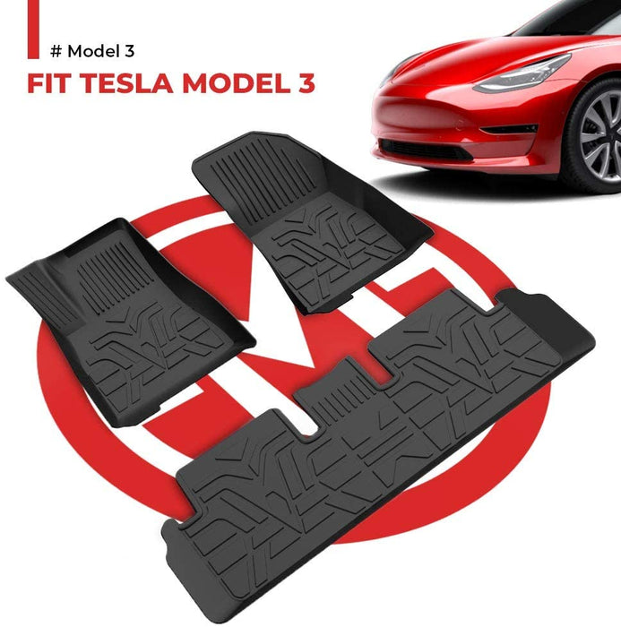 Tesla Model 3 All Weather Floor Mats - Heavy Duty Rubber