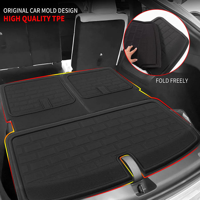 Third Row Rear Trunk Mat Set for 7 Seater Tesla Model Y 2020 - 2023