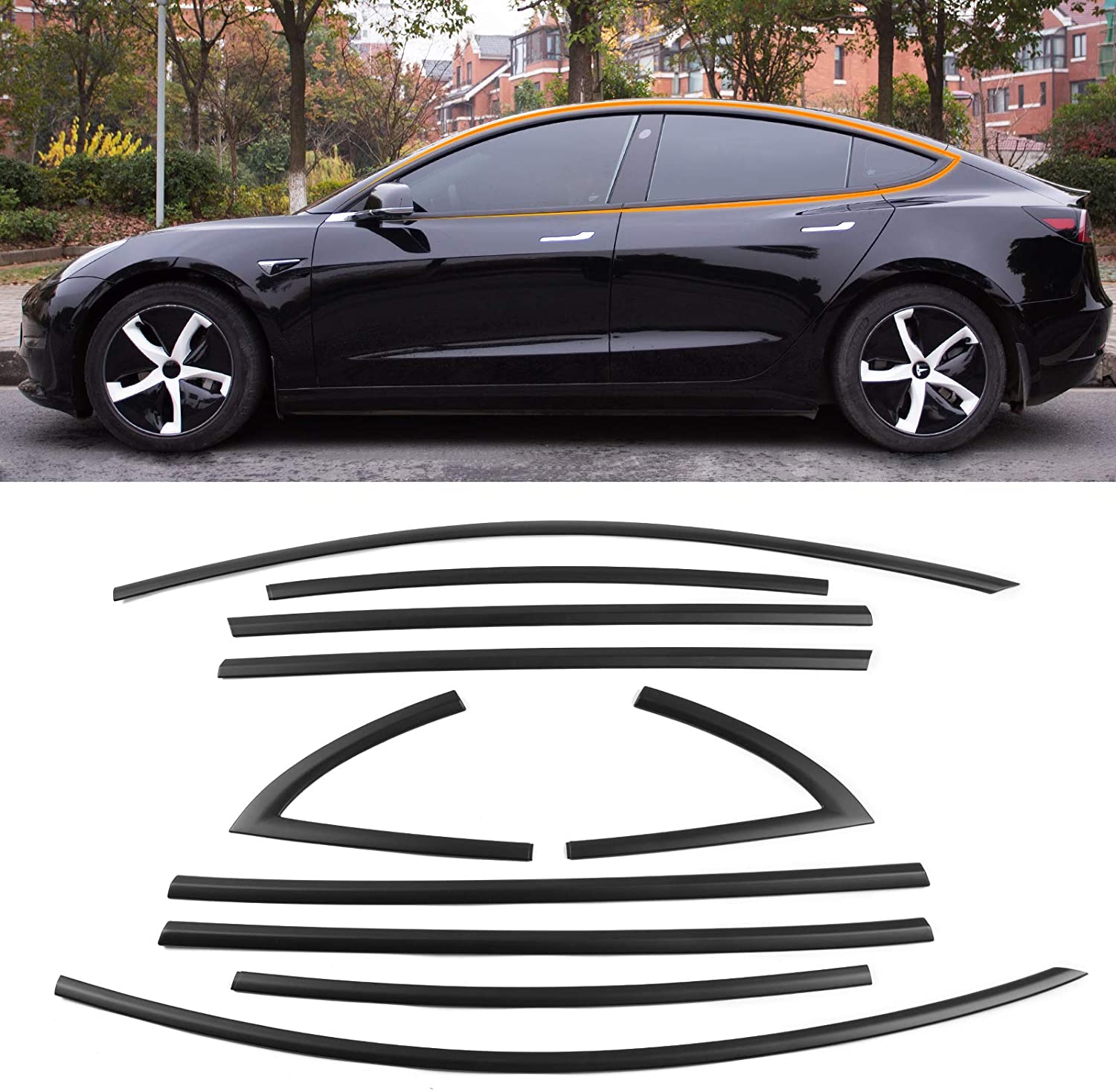 Tesla Model 3 - Matte Black with Carbon Fiber Chrome Delete