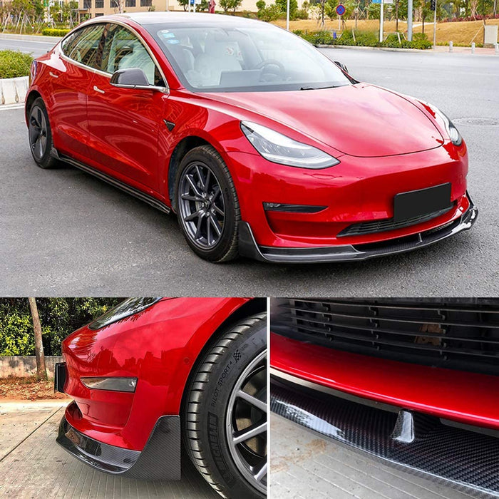 Genuine Carbon Fiber Front Lip Spoiler for Tesla Model 3 2017-2024