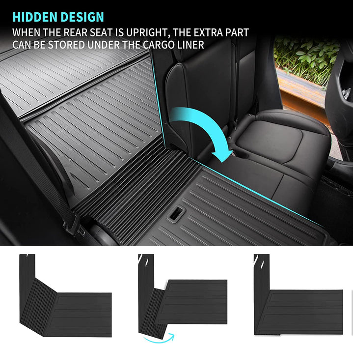 All Weather Cargo Liner with Backrest Mat One Piece for 5-Seater Tesla Model Y 2020-22