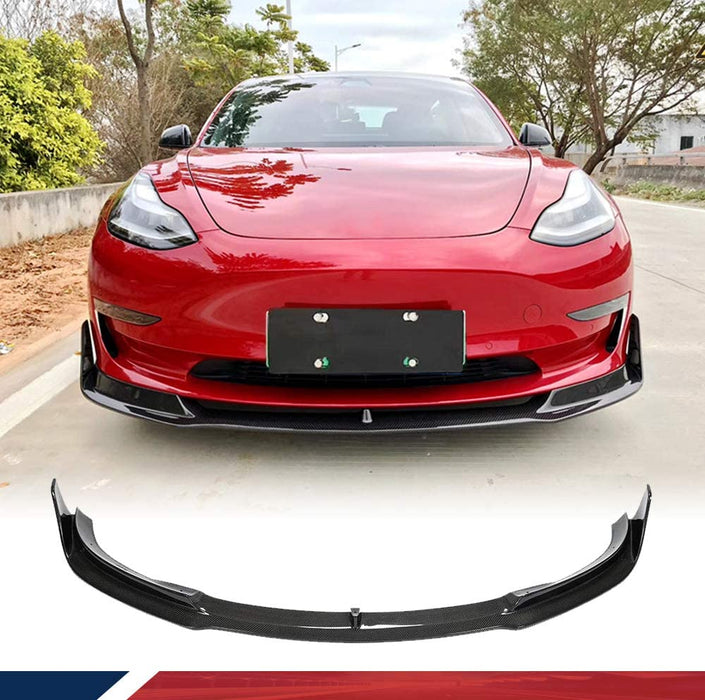 Genuine Carbon Fiber Front Lip Spoiler for Tesla Model 3 2017-2024