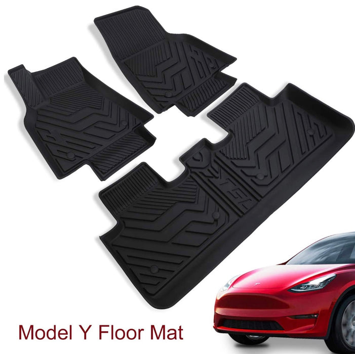 4D All-Weather Anti-Slip Waterproof Floor Liners Set for Tesla Model Y