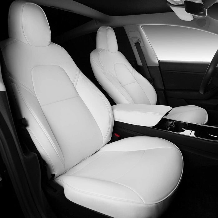 All Season Leather Seat Covers (White) for Tesla Model 3