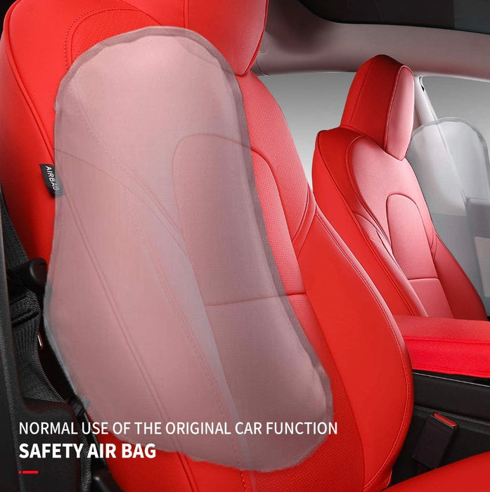 All Season Leather Seat Covers (Red) for Tesla Model 3