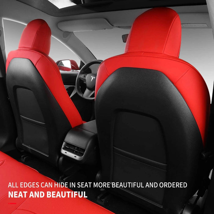 All Season Leather Seat Covers (Red) for Tesla Model 3
