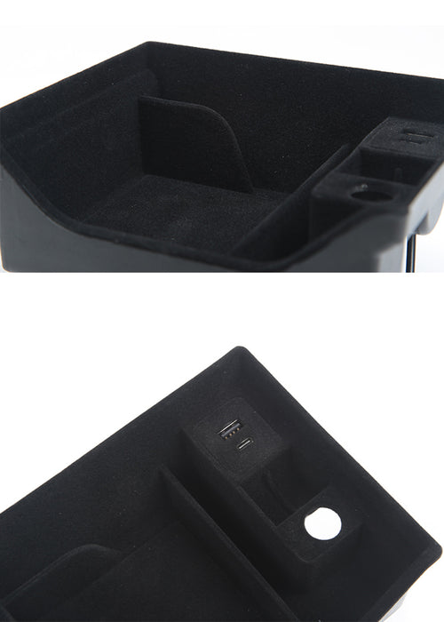 NEW Center Console Tray Organizer for Tesla Model 3 & Y 2021 with USB and Type C Ports (Flocked)